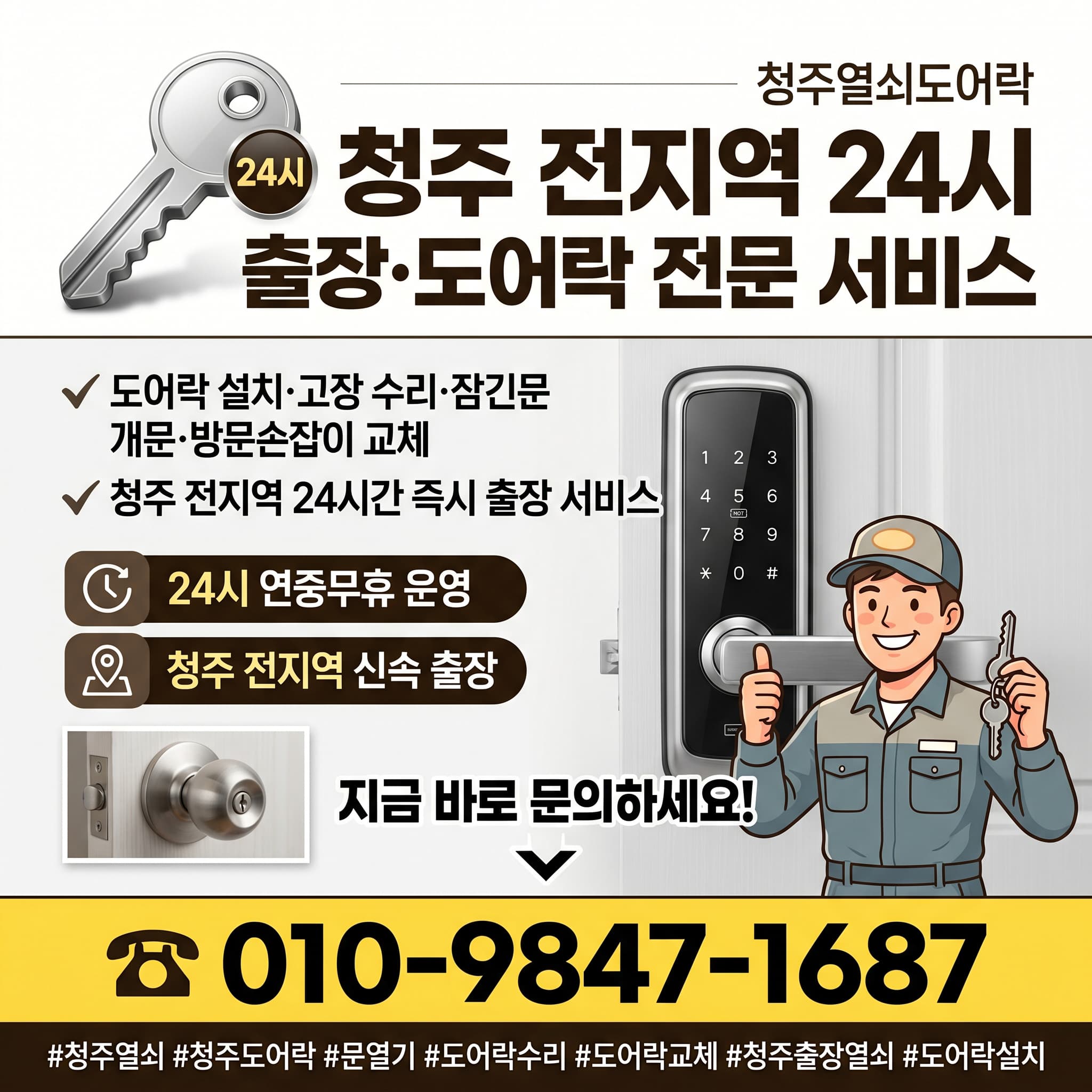 청주열쇠도어락 24시출장
